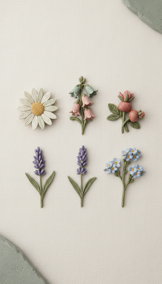 Clay Wildflower Magnet Set