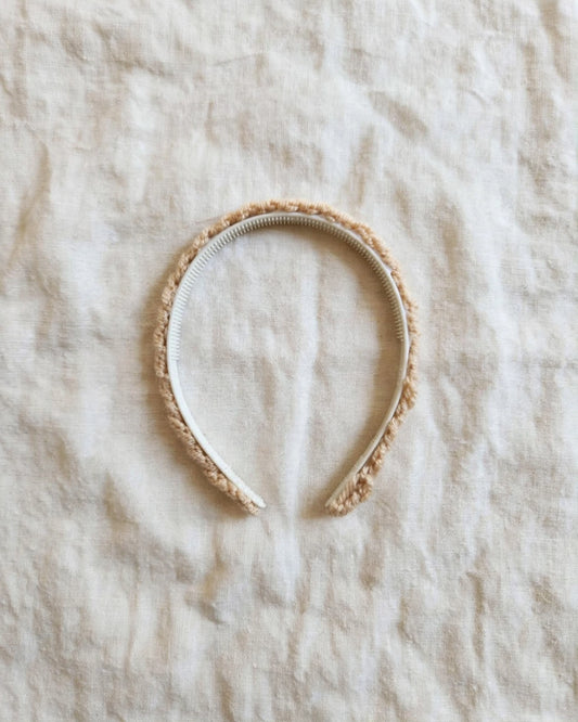 Handmade Crochet Basic Hairband – Beige | Plain Everyday Hair Band