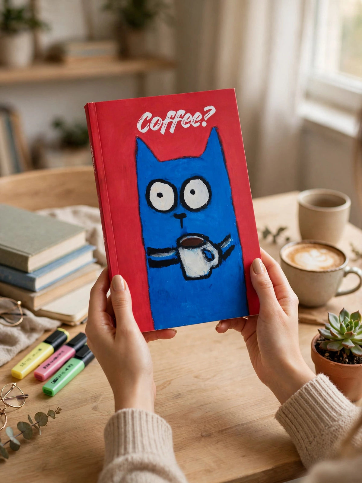 Coffee? Blue Cat – Funny Cat A5 Diary