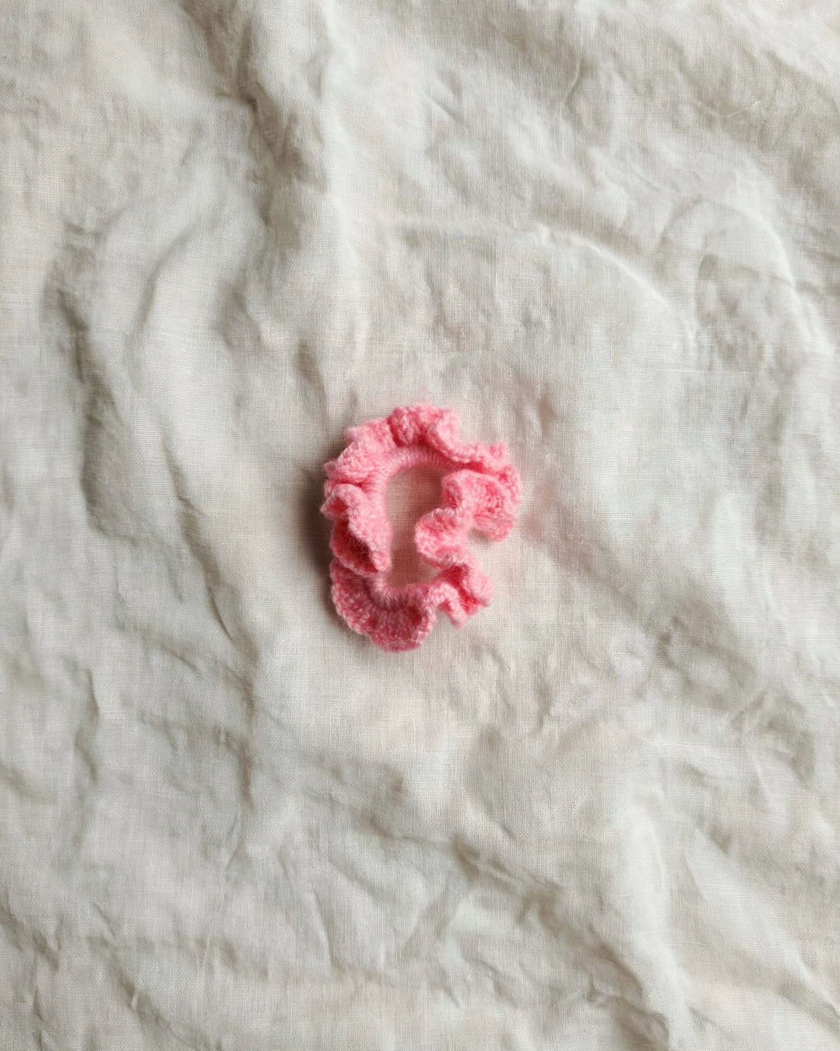 Handmade Crochet Scrunchie – Baby Pink | Ruffle Hair Tie