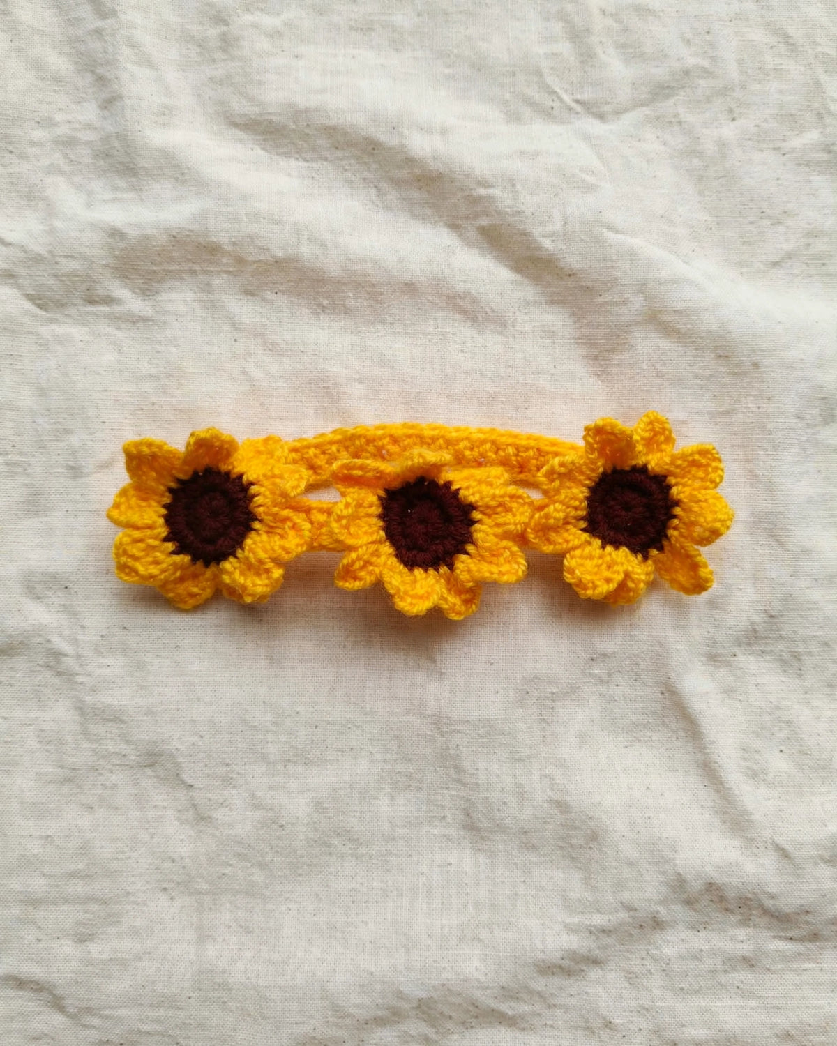 Handmade Crochet Sunflower Hairband – Yellow | Floral Hair Band
