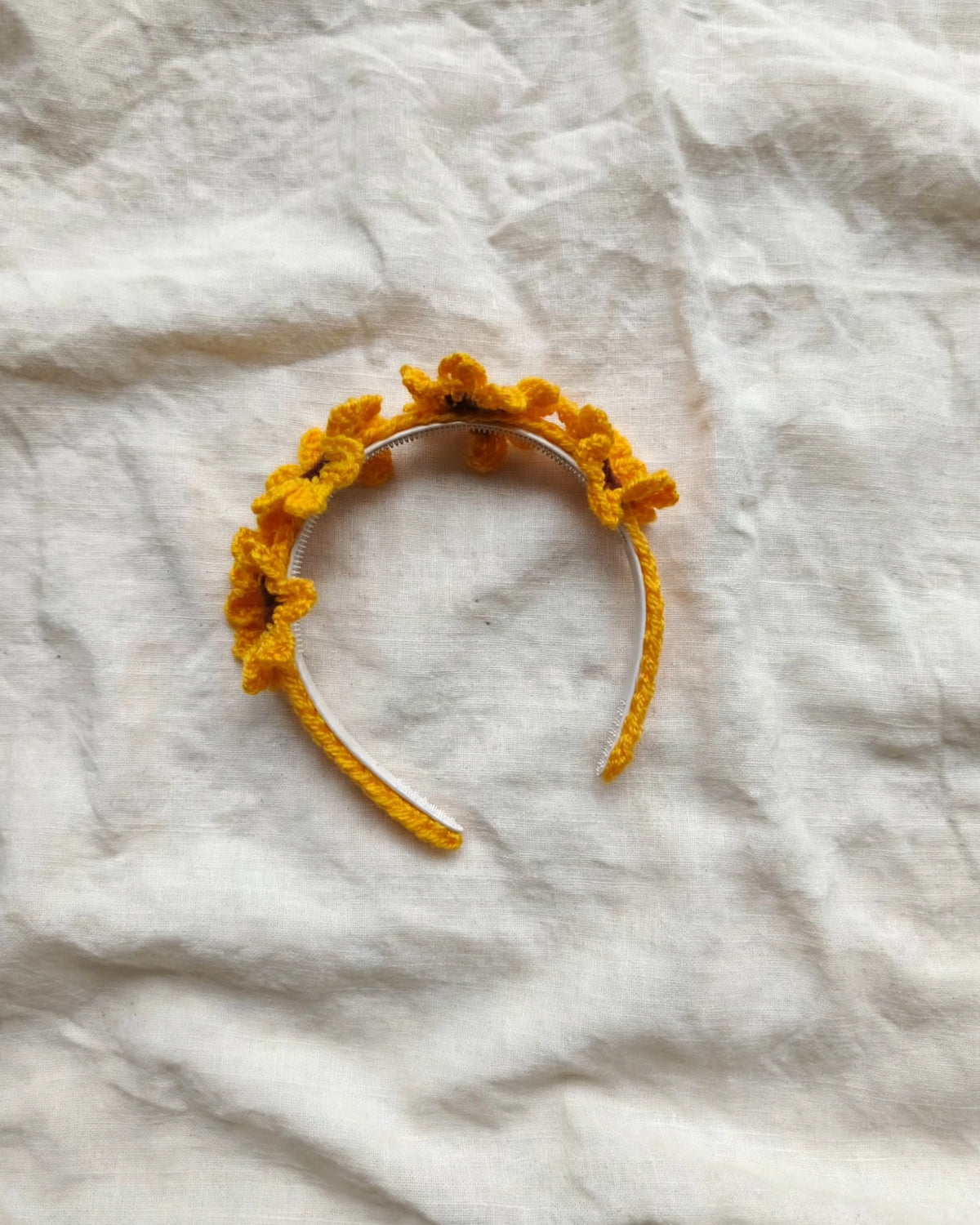 Handmade Crochet Sunflower Hairband – Yellow | Floral Hair Band